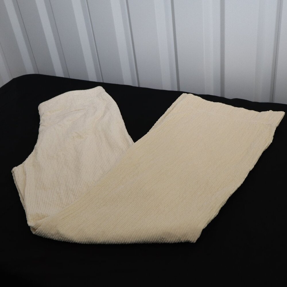 by Anthropologie Women's Wide Leg Corduroy Pants Size 12T Tall Cream Soft NWT